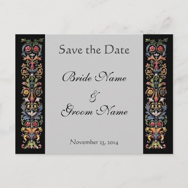 Save the Date befeuerte graue Postkarten (Vorderseite)