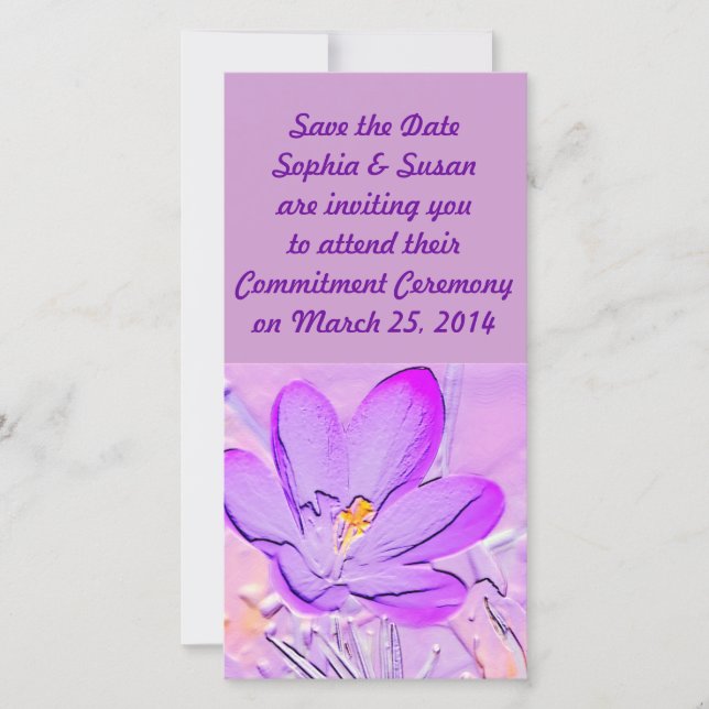 Save the Date besticht durch Lila Crocus Cards (Vorderseite)