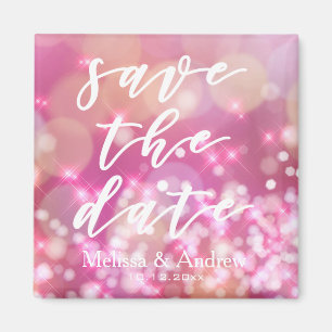Save the Date   bezaubernde rosa Glitzern Magnet