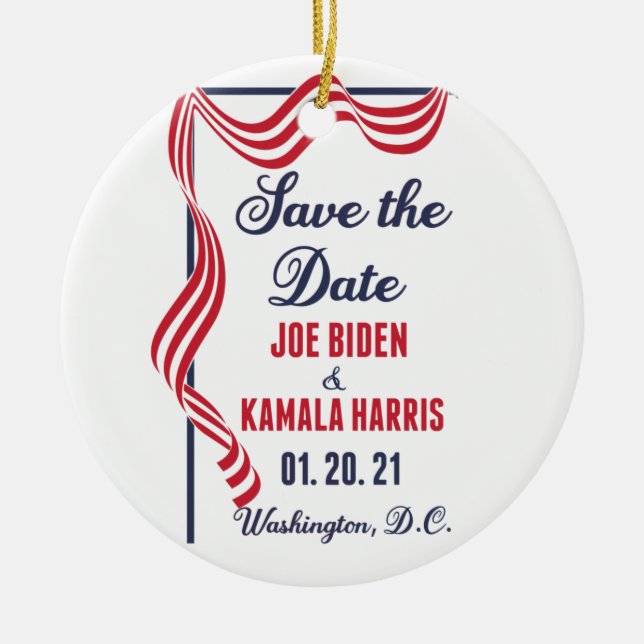 Save the Date Biden Harris Einweihung Keramik Ornament (Vorne)