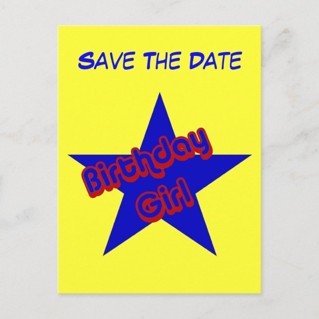 Save the Date Birthday Girl Funny Postcard Ankündigungspostkarte (Vorderseite)