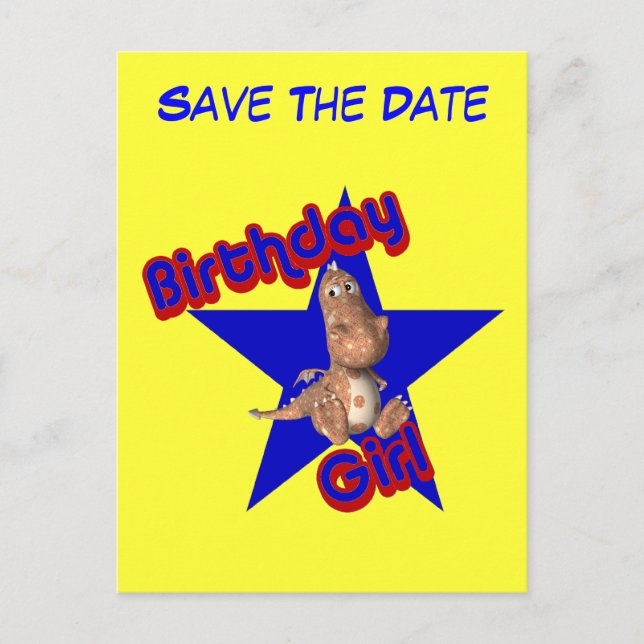 Save the Date Birthday Girl Funny Postcard Ankündigungspostkarte (Vorderseite)