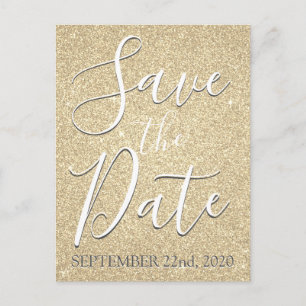 Save the Date Birthday Gold Glitzer Ankündigungspostkarte