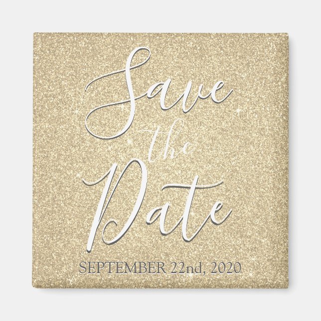 Save the Date Birthday Gold Glitzer Sparkle Magnet (Vorne)