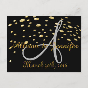 Save the Date Black and Gold Glitzer Imitate Foil Ankündigungspostkarte