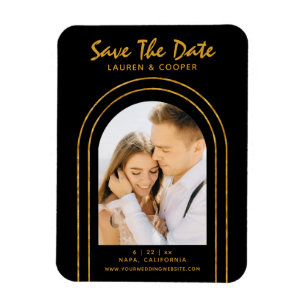Save the Date Black Gold Stilvolle Art Deco Hochze Magnet