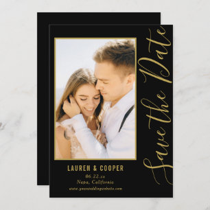 Save the Date Black Gold Stilvolle Moderne Hochzei