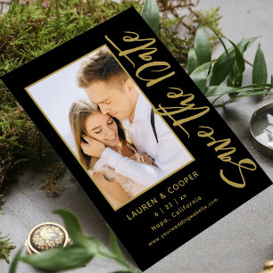 Save the Date Black Gold Stilvolle Moderne Hochzei