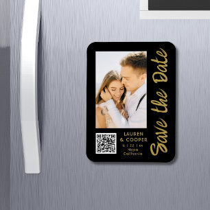 Save the Date Black Gold Stilvolle Moderne Hochzei Magnet