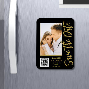 Save the Date Black Gold Stilvolle Moderne Hochzei Magnet