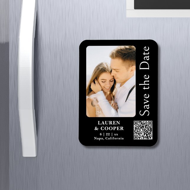 Save The Date Black Gold Stylish Modern Wedding Magnet (Von Creator hochgeladen)