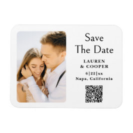 Save The Date Black White Stylish Modern Wedding Magnet