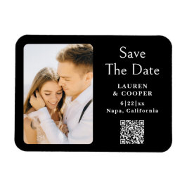 Save The Date Black White Stylish Modern Wedding Magnet