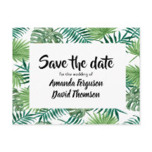 Save the Date Blätter der grünen Palme auf der Pos