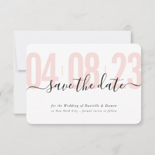 SAVE THE DATE Block Moderne Kalligraphie Schwarz RSVP Karte