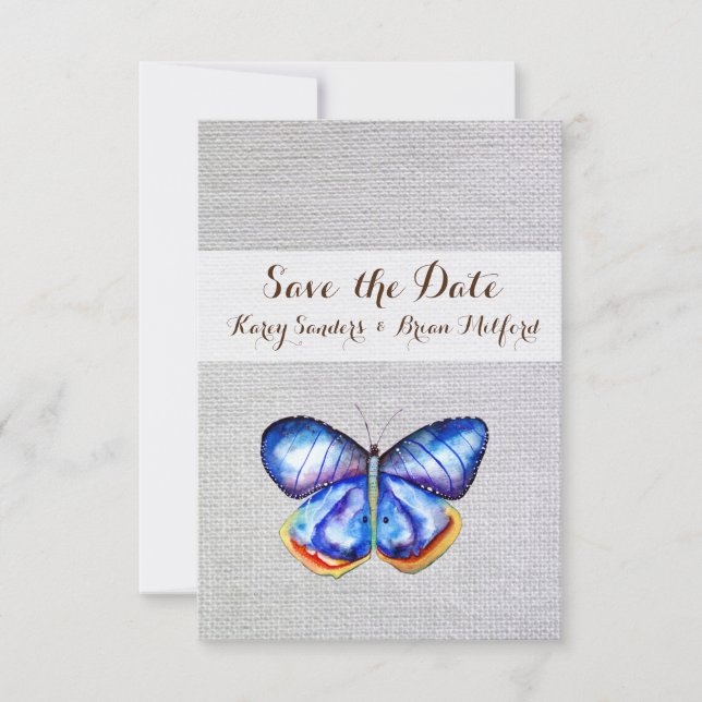 Save the Date Blue Butterfly (Vorderseite)