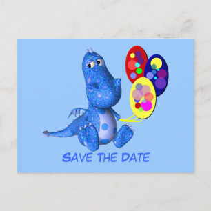 Save the Date Blue Dragon Balloons Postcard Ankündigungspostkarte