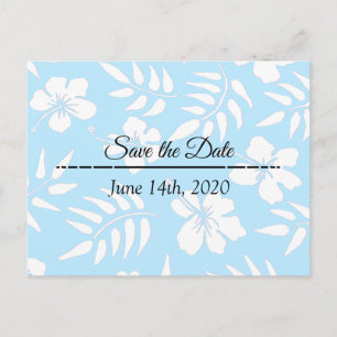Save the Date Blue Hibiskus Tropical Themed Postkarte