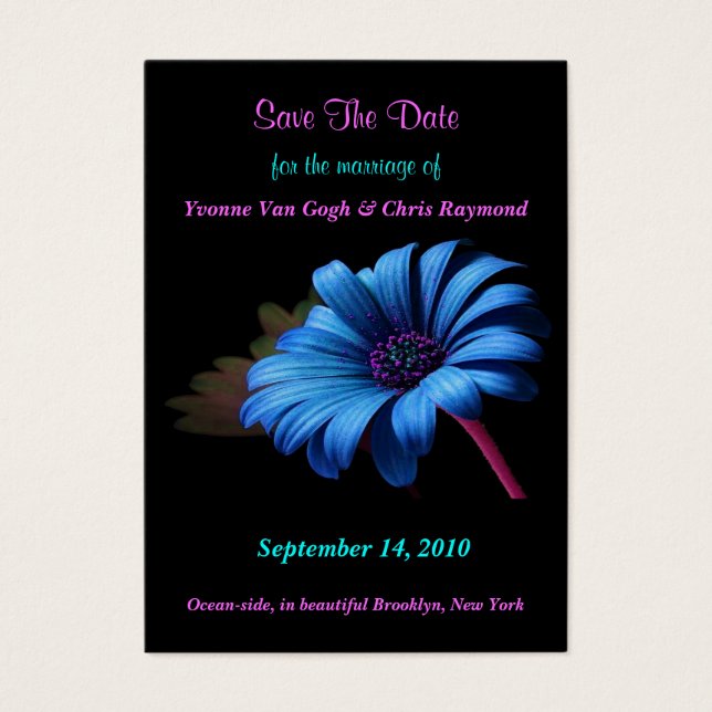 Save the Date Blue Orange Yellow Daisy (Vorderseite)