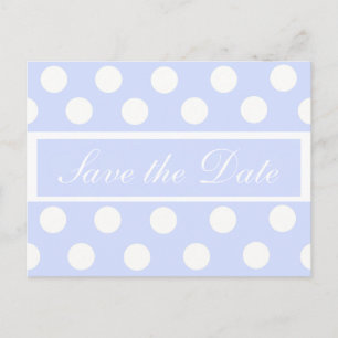 Save the Date Blue Polka Dot Foto Postcard Ankündigungspostkarte