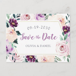 Save the Date blühende botanische lila Blüte Ankündigungspostkarte