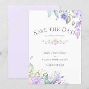 Save the Date Blume von Pale Lilac und Pink Einladung