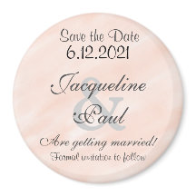 Save the Date Blush Personalisiert Round Magnet