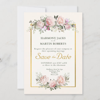 Save the Date Blush Pink Wedding Annoucement Invit Einladung