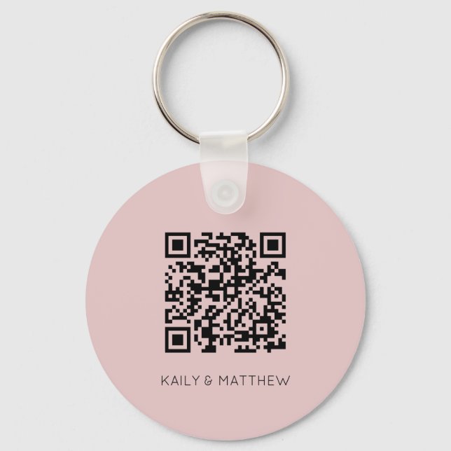 Save the Date blush QR Code Wedding Schlüsselanhän Schlüsselanhänger (Vorderseite)