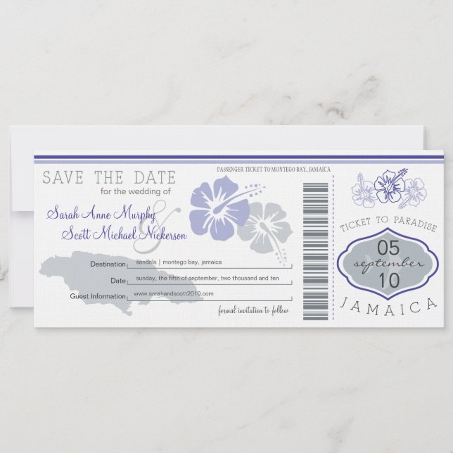 Save the Date Boarding nach Jamaika (Vorderseite)