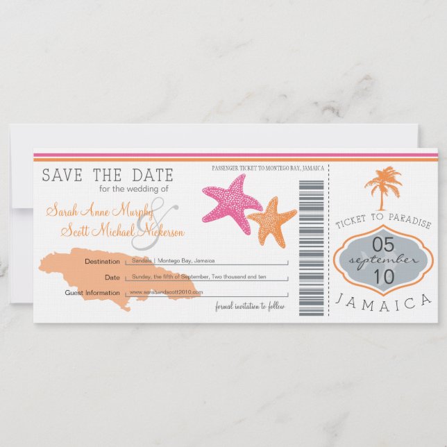 Save the Date Boarding nach Jamaika (Vorderseite)