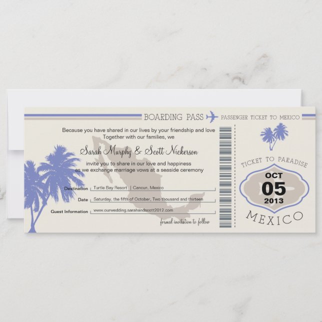 Save the Date Boarding nach Mexiko (Vorderseite)