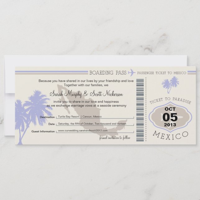 Save the Date Boarding nach Mexiko (Vorderseite)