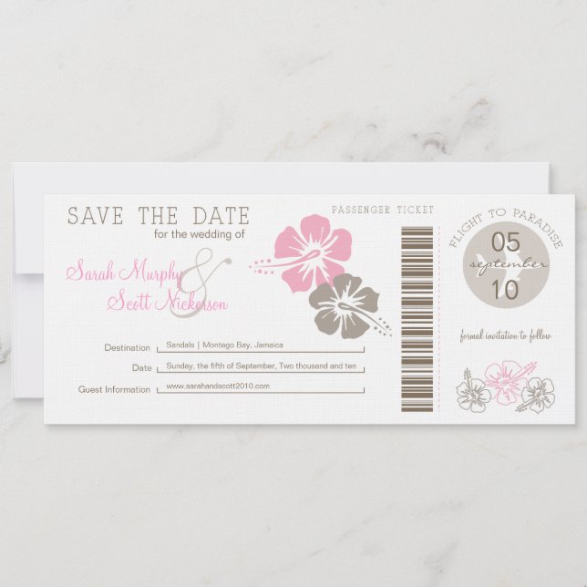 Save the Date Boarding Pass (Vorderseite)