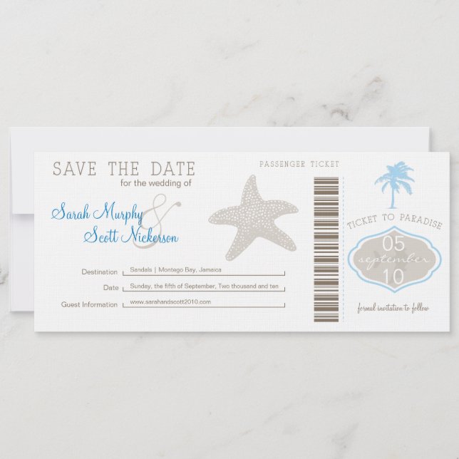 Save the Date Boarding Pass (Vorderseite)