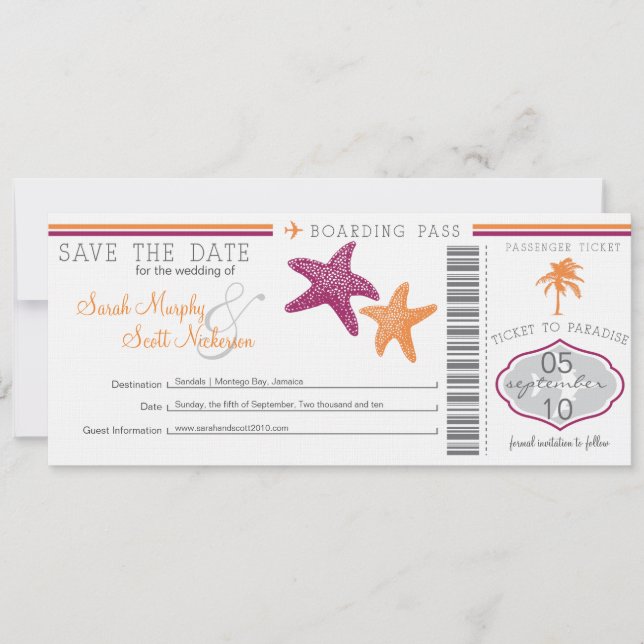Save the Date Boarding Pass (Vorderseite)