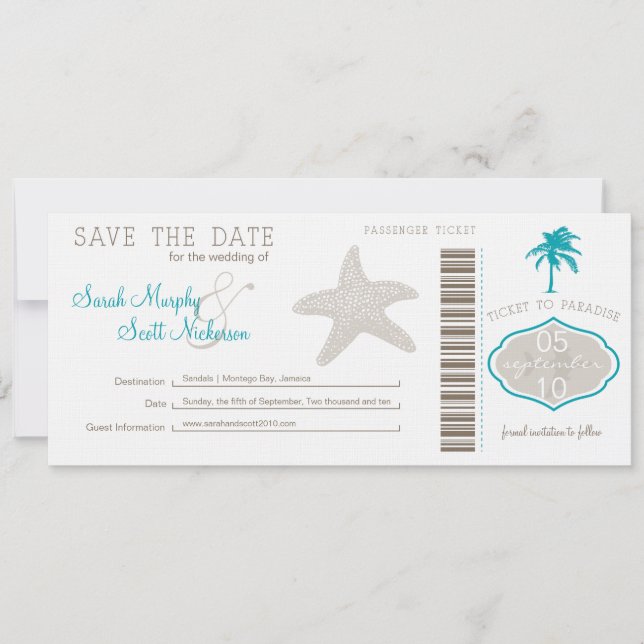 Save the Date Boarding Pass (Vorderseite)