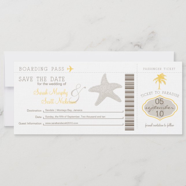 Save the Date Boarding Pass (Vorderseite)