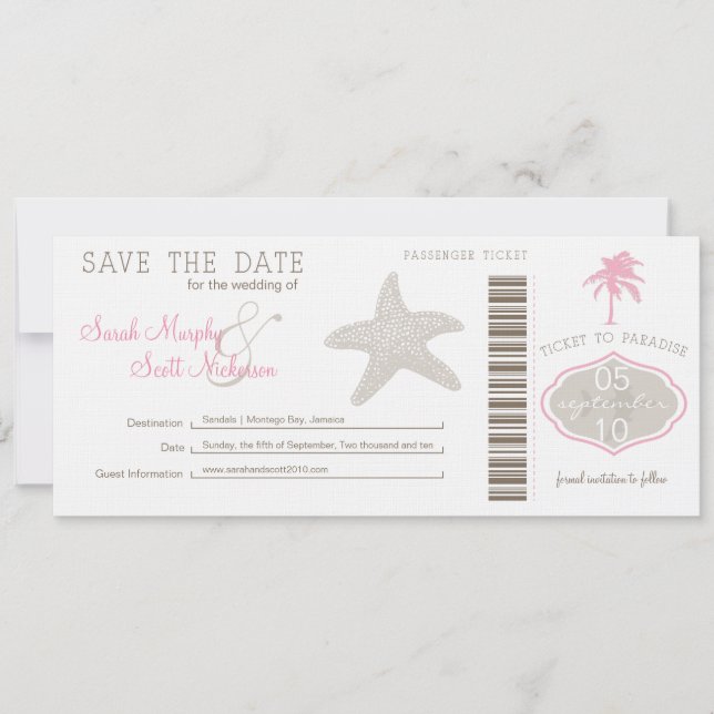 Save the Date Boarding Pass (Vorderseite)