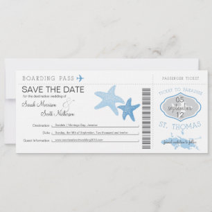 Save the Date Boarding Pass bis St. Thomas