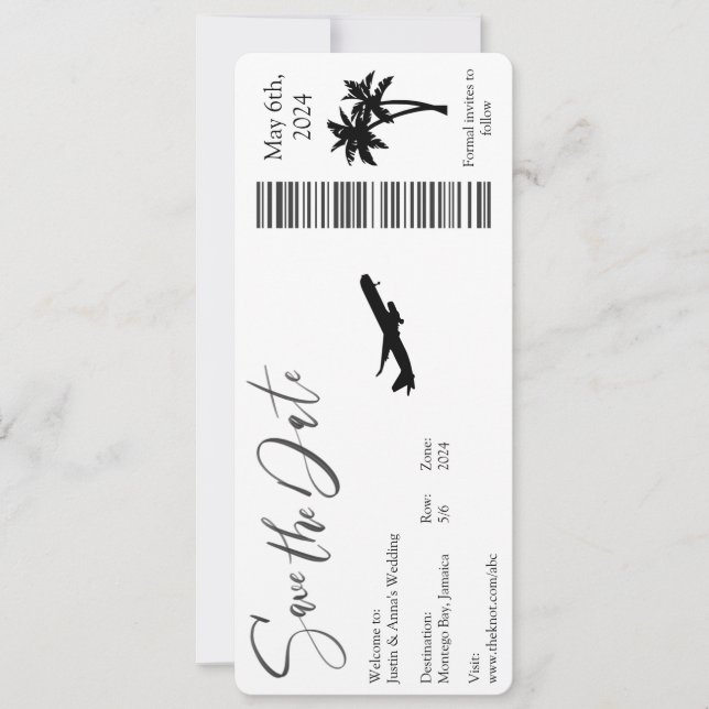 Save the Date - Boarding Pass Einladung (Vorderseite)