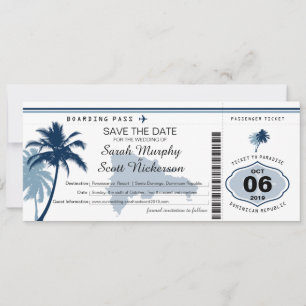 Save the Date Boarding-Pass für die Dominikanische