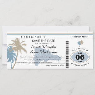Save the Date Boarding-Pass für die Dominikanische