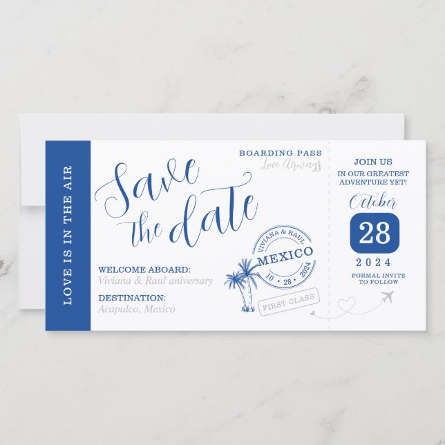 Save the date Boarding pass invitation Karte (Vorderseite)