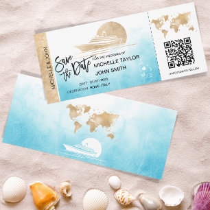 Save the Date Boarding Pass Map Kreuzschiff QRCode Einladung