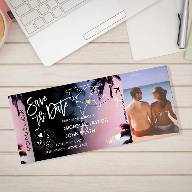 Save the Date Boarding Pass Palm Beach Einladung (Von Creator hochgeladen)
