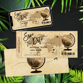 Save the Date Boarding Pass Vintage Karte Einladun