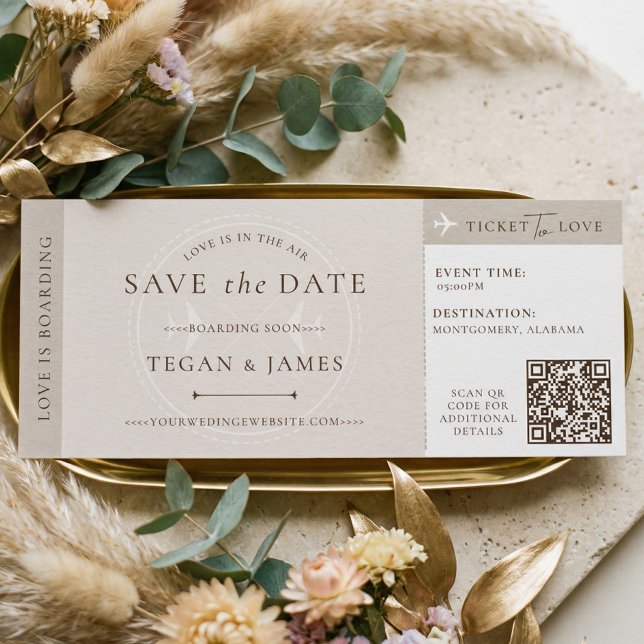 Save the Date Boarding Pass Wedding Plane Ticket Einladung (Save the Date Boarding Pass Wedding Plane Ticket Invitation)