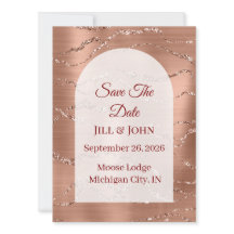 Save The Date Bogenförmige Hochzeit Roségold Karte