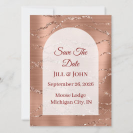 Save The Date Bogenförmige Hochzeit Roségold Karte